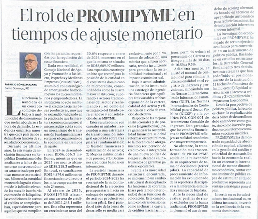 Interesante articulo del director de Promipyme